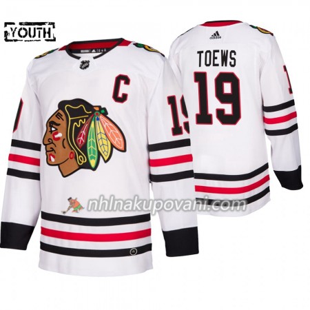 Chicago Blackhawks Dresy Jonathan Toews 19 Adidas 2019-2020 Bílá Authentic - Dětské Chicago Blackhawks Dresy Jonathan Toews 19 Adidas 2019-2020 Bílá Authentic - Dětské